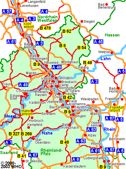 Landkarte Rheinland-Pfalz Hessen - daun-frankfurt-438,  2000-2003 WHO